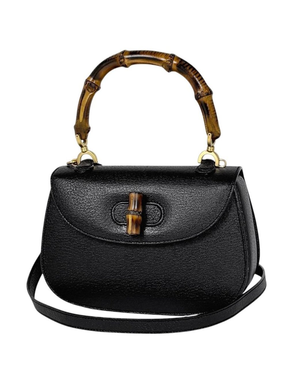 Gucci Handbag Bamboo 2-Way Vintage Leather Black